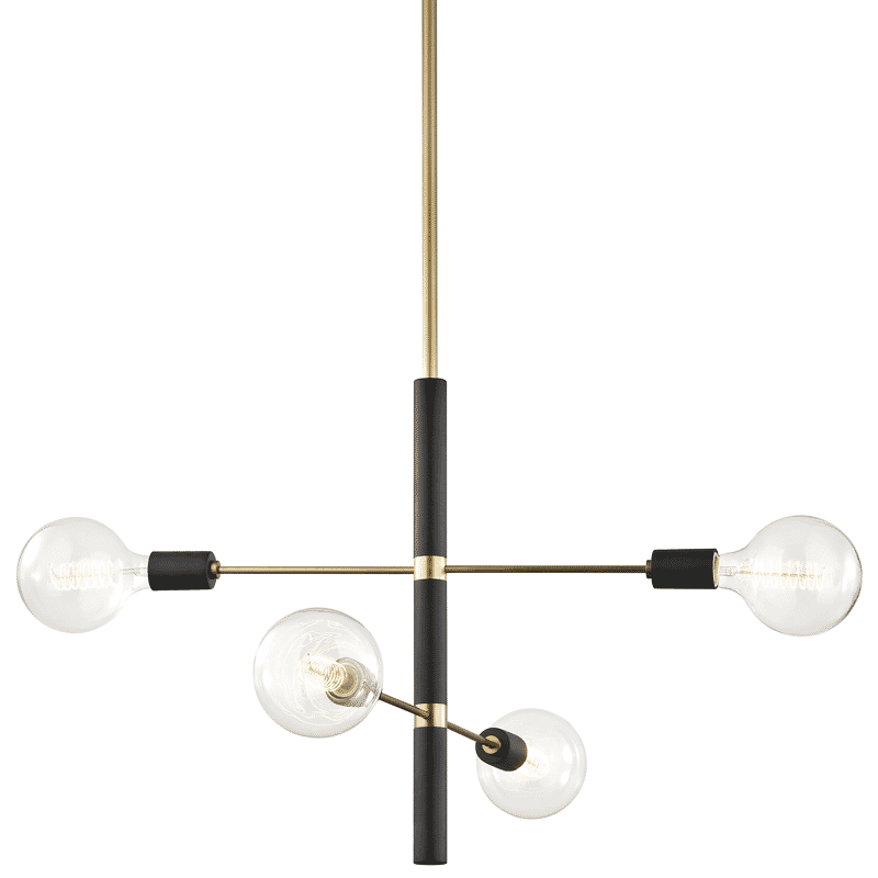 Mitzi Astrid 4-Light Chandelier in Aged Brass and Black