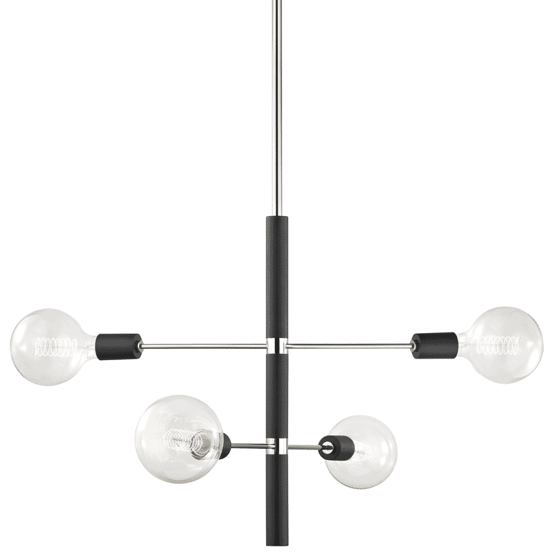 Mitzi Astrid 4-Light Chandelier in Polished Nickel and Black