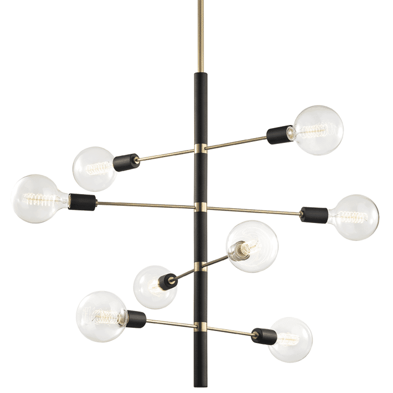 Mitzi Astrid 8-Light Chandelier in Aged Brass and Black