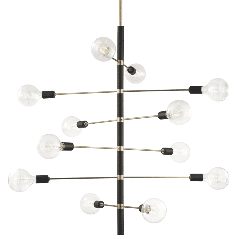 Mitzi Astrid 12-Light Chandelier in Aged Brass and Black