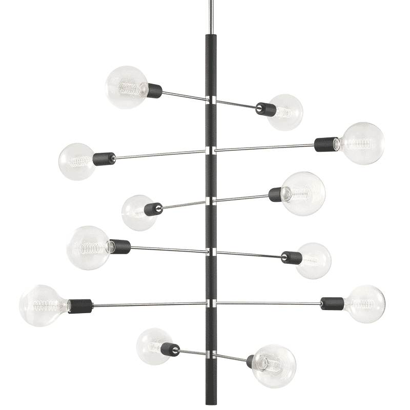 Mitzi Astrid 12-Light Chandelier in Polished Nickel and Black