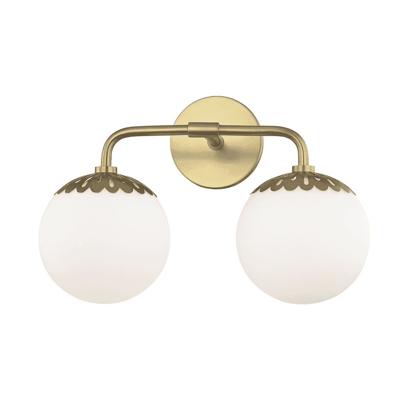 Mitzi Paige 2-Light 15" Bathroom Vanity Light in Aged Brass