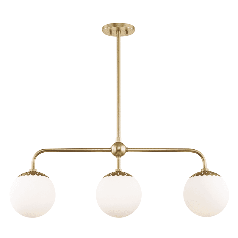 Mitzi Paige 3-Light 37" Kitchen Island Light in Aged Brass