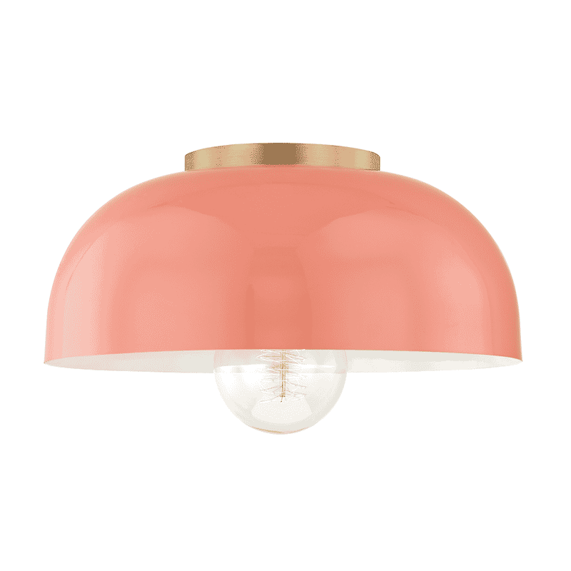 Mitzi Avery Ceiling Light in Aged Brass and Pink