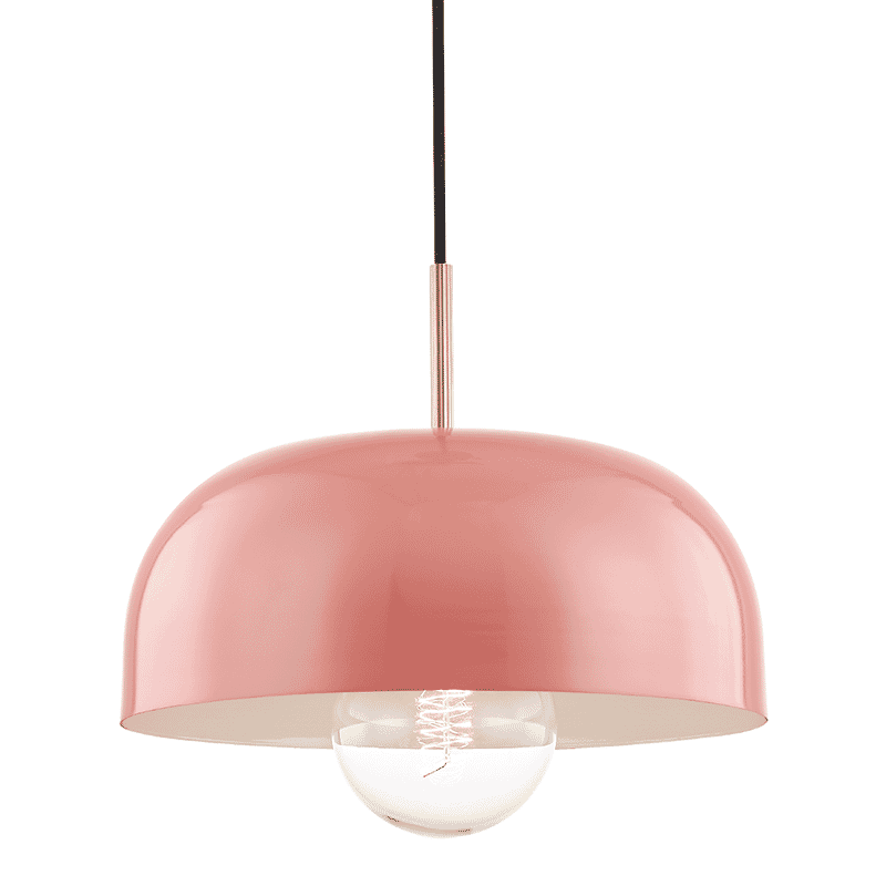 Mitzi Avery 14" Pendant Light in Aged Brass and Pink