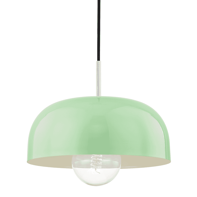 Mitzi Avery 14" Pendant Light in Polished Nickel and Mint