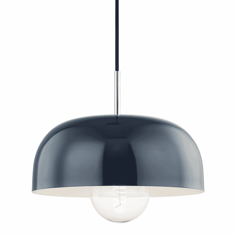 Mitzi Avery 14" Pendant Light in Polished Nickel and Navy