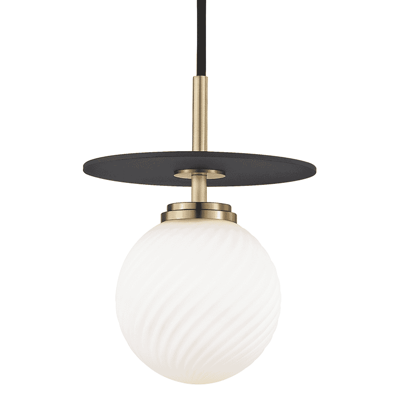 Mitzi Ellis 10" Mini Pendant in Aged Brass and Black