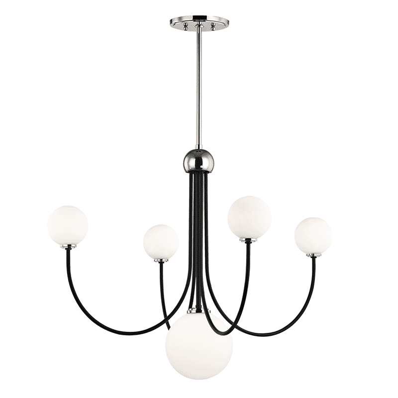 Mitzi Coco 5-Light Chandelier in Polished Nickel and Black