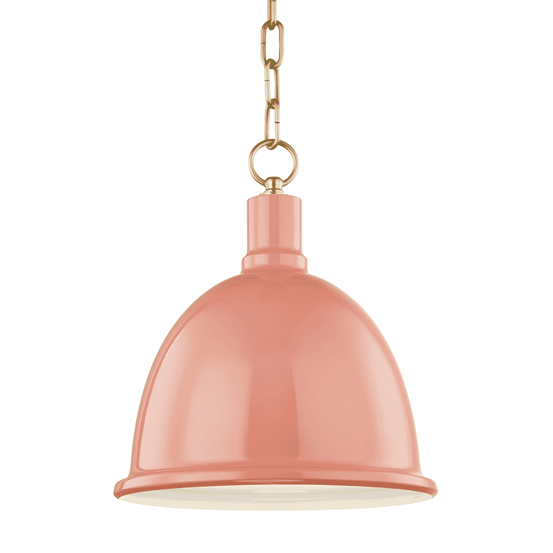 Mitzi Blair Mini Pendant in Aged Brass and Pink