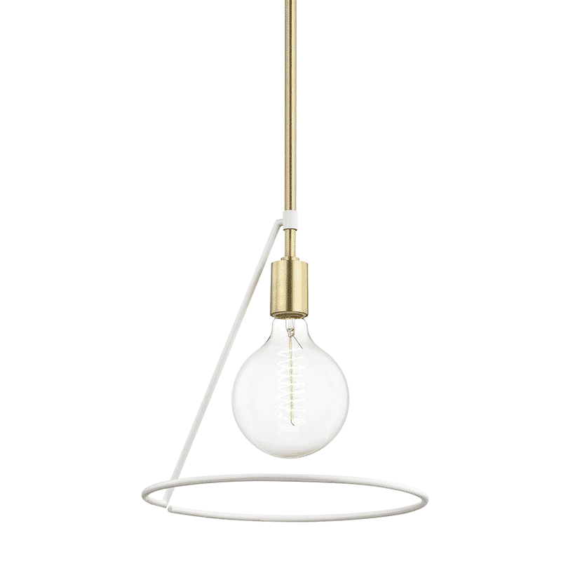 Mitzi Dana 12" Pendant Light in Aged Brass and White