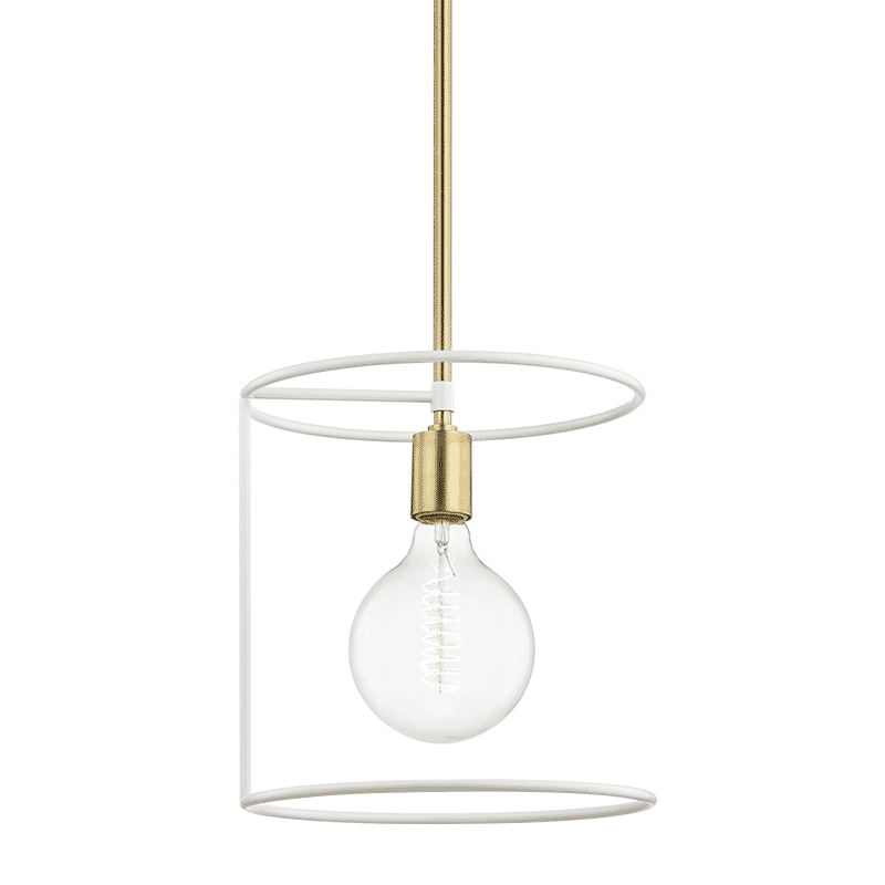 Mitzi Dana 11" Pendant Light in Aged Brass and White