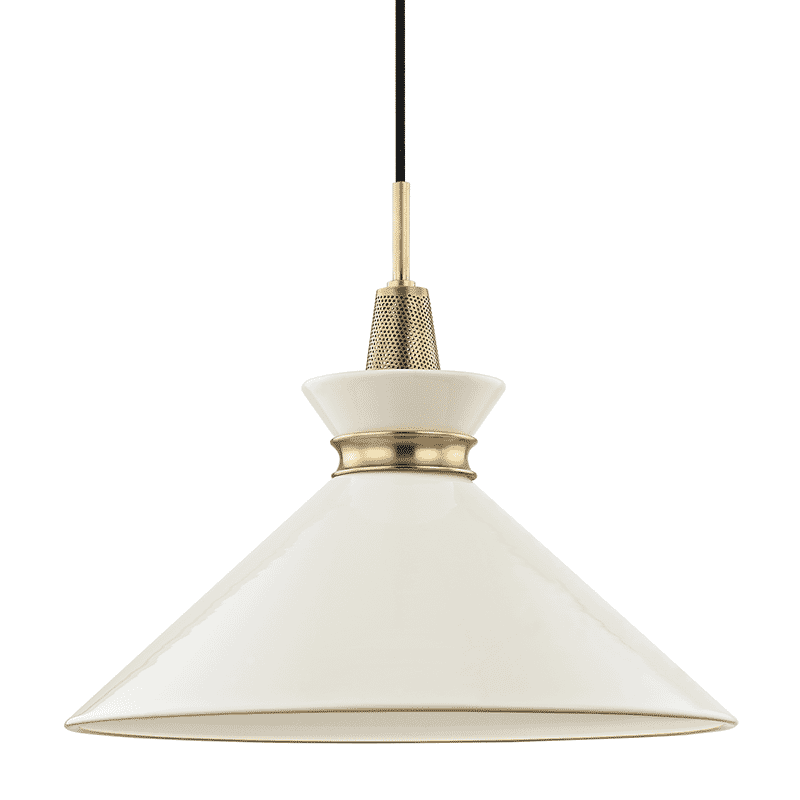 Mitzi Kiki 15" Pendant Light in Aged Brass and Cream