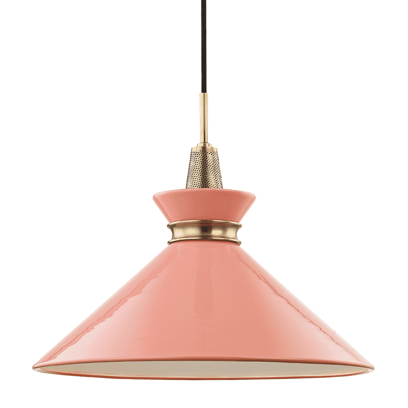 Mitzi Kiki 15" Pendant Light in Aged Brass and Pink