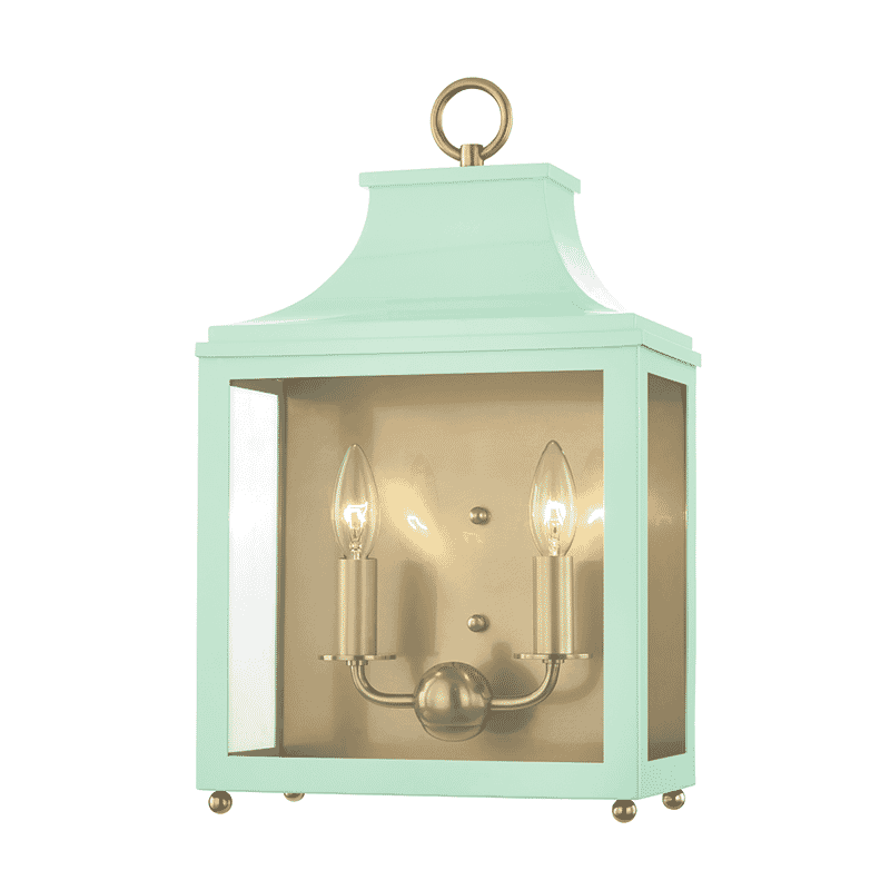 Mitzi Leigh 2-Light 19" Wall Sconce in Aged Brass and Mint