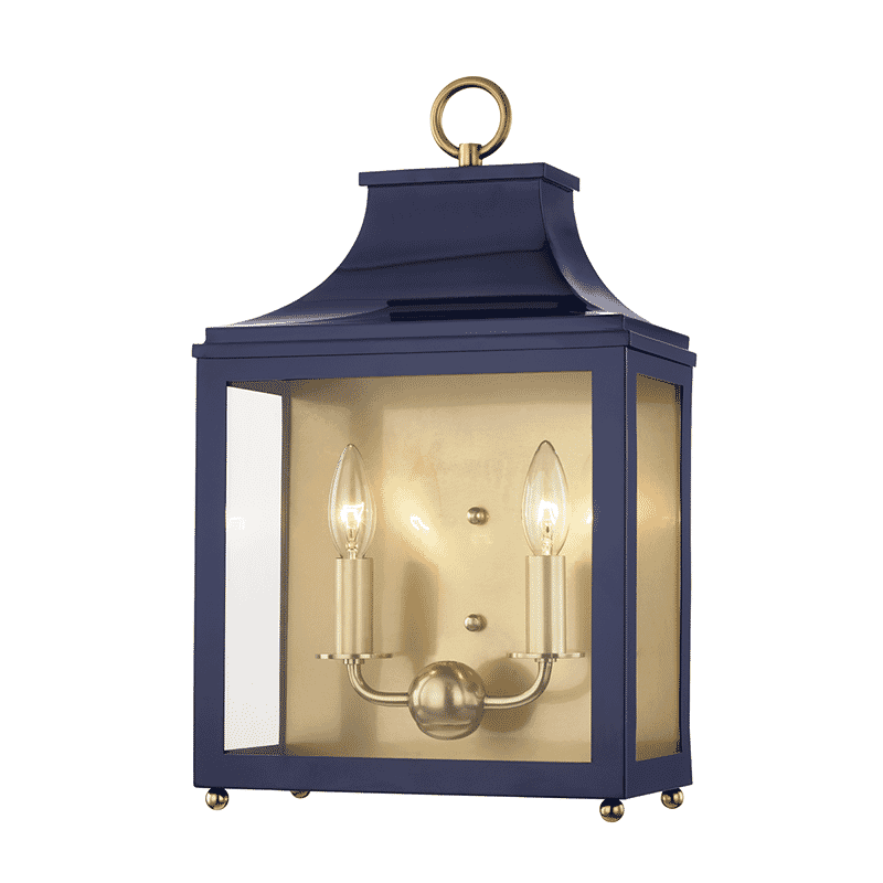 Mitzi Leigh 2-Light 19" Wall Sconce in Aged Brass and Navy