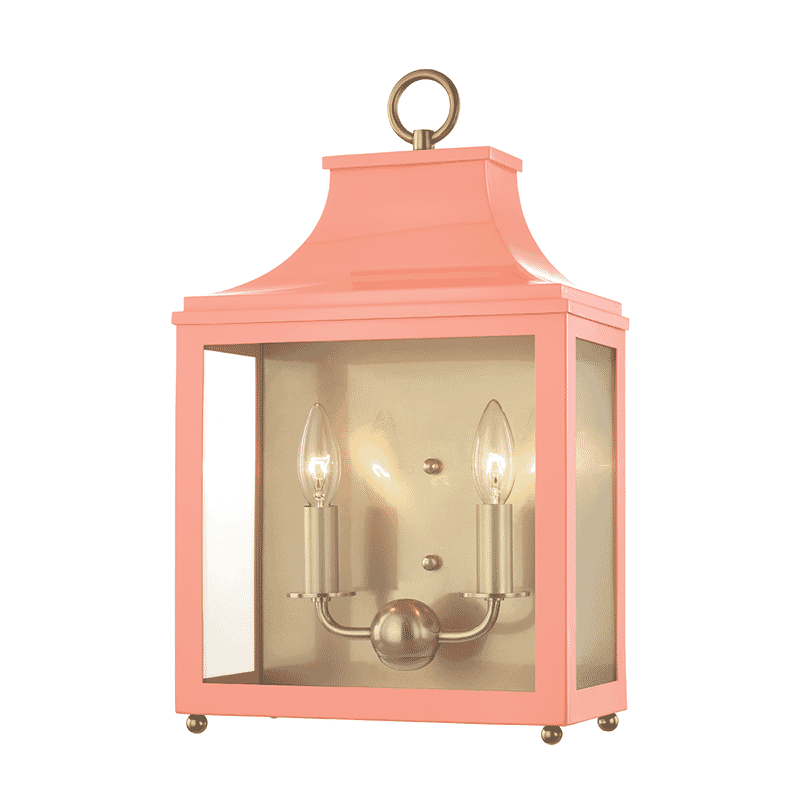 Mitzi Leigh 2-Light 19" Wall Sconce in Aged Brass and Pink