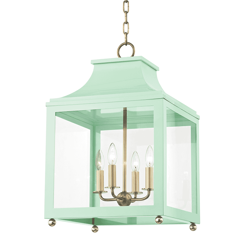 Mitzi Leigh 4-Light 25" Pendant Light in Aged Brass and Mint