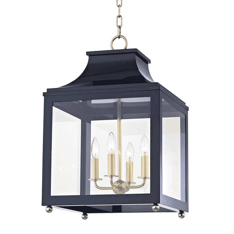 Mitzi Leigh 4-Light 25" Pendant Light in Aged Brass and Navy