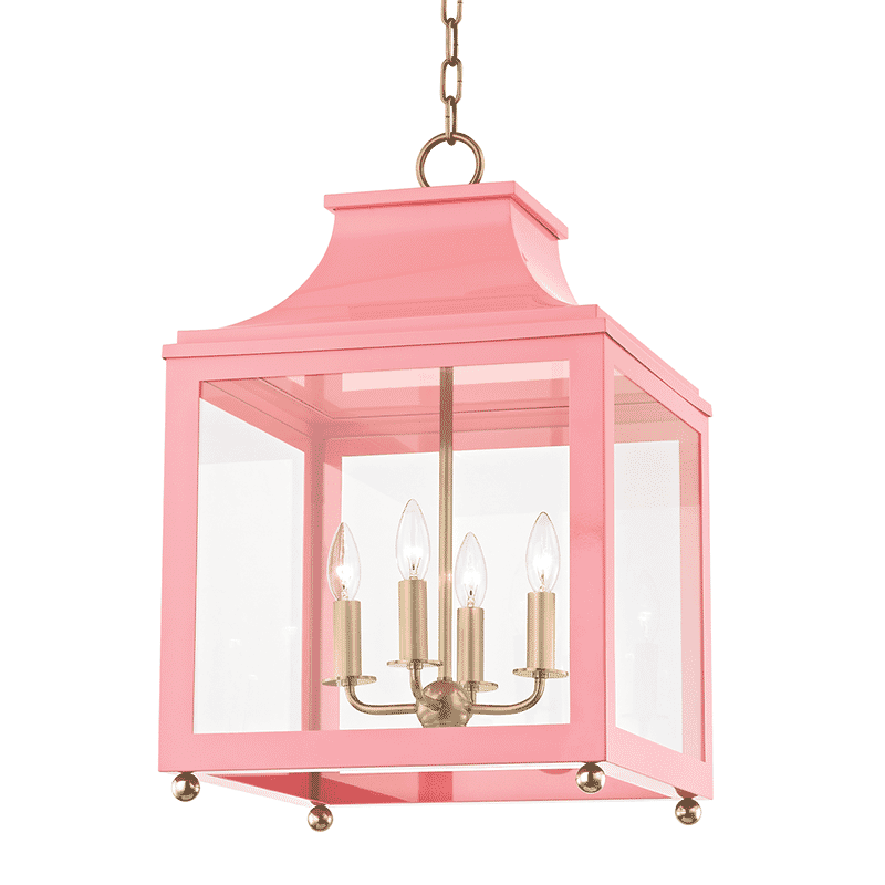 Mitzi Leigh 4-Light 25" Pendant Light in Aged Brass and Pink