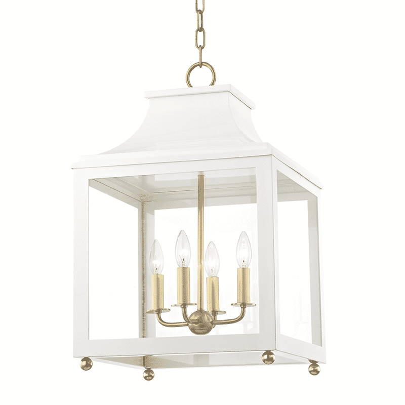 Mitzi Leigh 4-Light 25" Pendant Light in Aged Brass and White