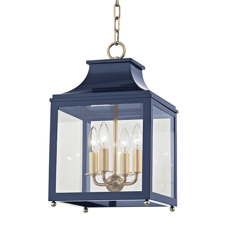 Mitzi Leigh 4-Light 19" Mini Pendant in Aged Brass and Navy