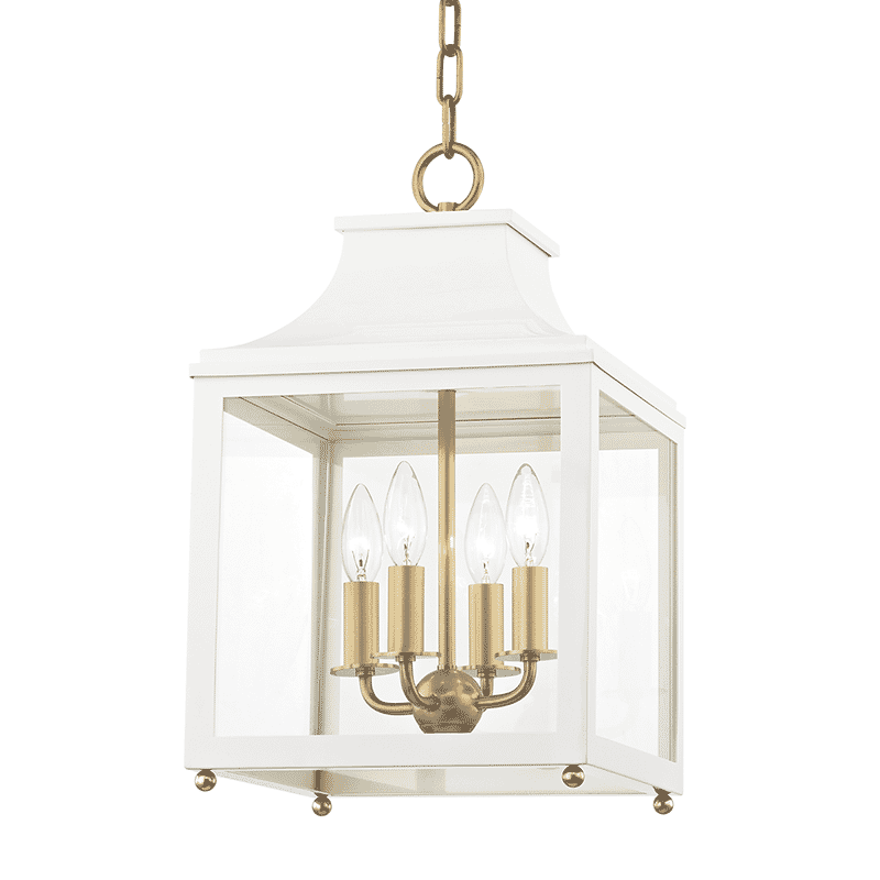 Mitzi Leigh 4-Light 19" Mini Pendant in Aged Brass and White