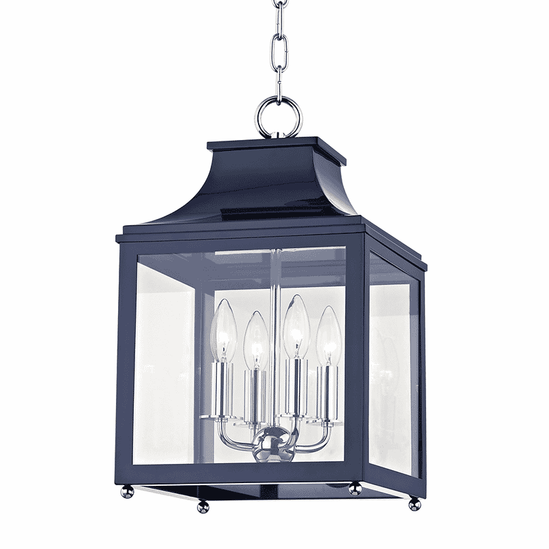 Mitzi Leigh 4-Light 19" Mini Pendant in Polished Nickel and Navy