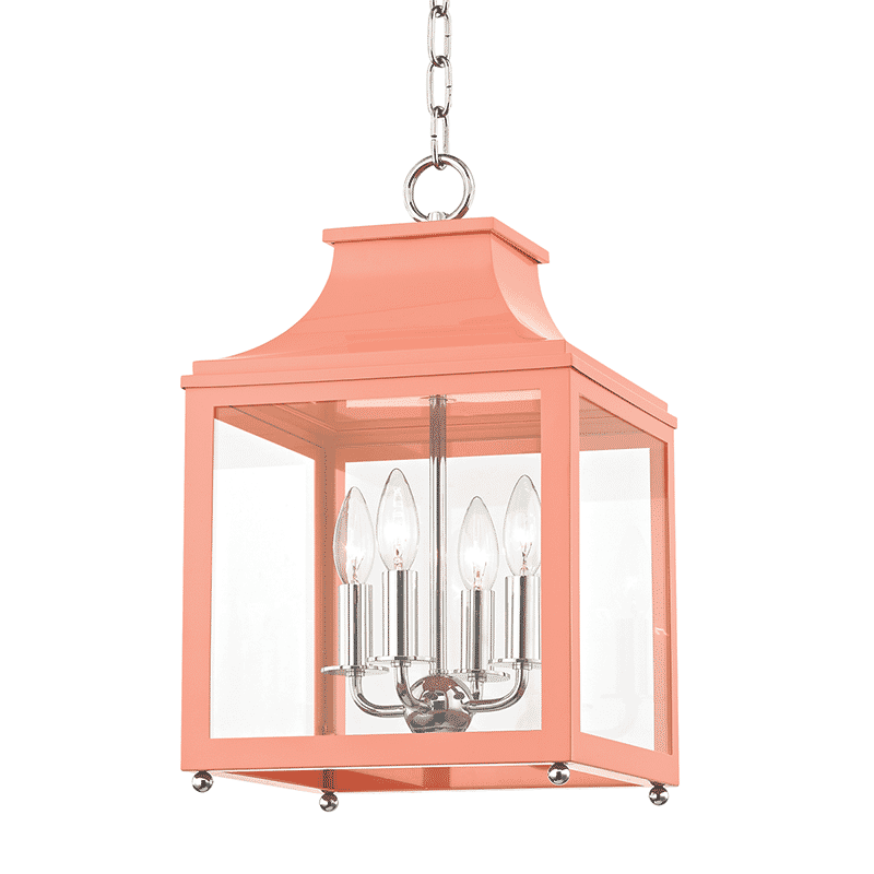 Mitzi Leigh 4-Light 19" Mini Pendant in Polished Nickel and Pink