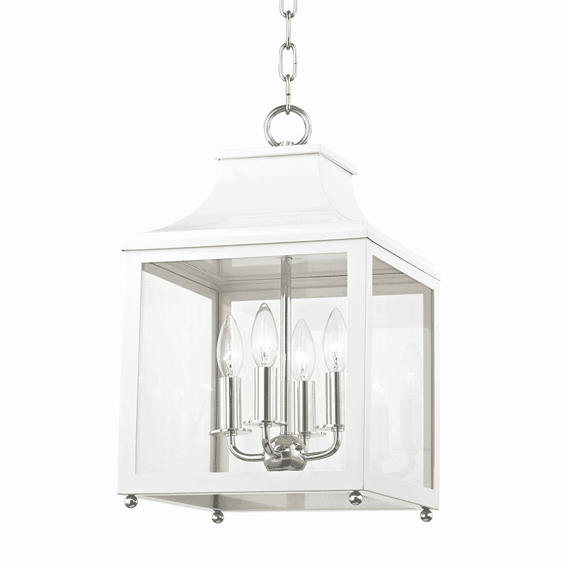 Mitzi Leigh 4-Light 19" Mini Pendant in Polished Nickel and White