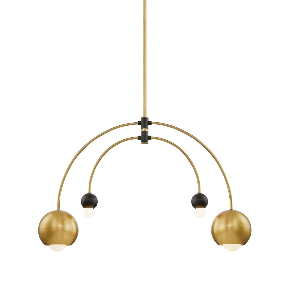 Mitzi Willow 2-Light Chandelier in Aged Brass and Black