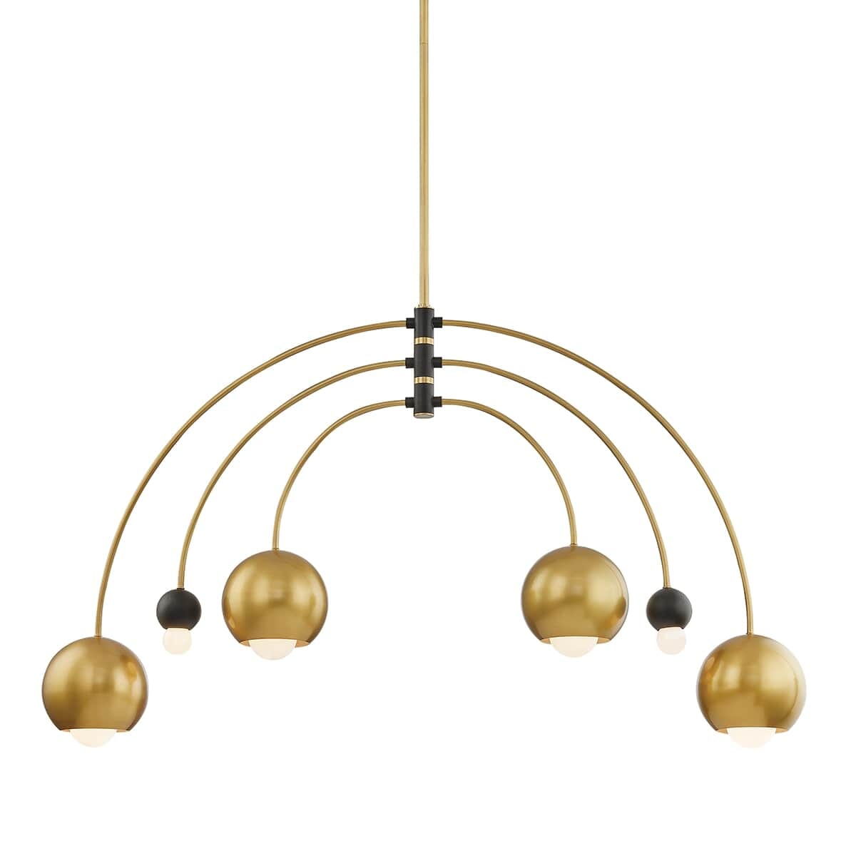 Mitzi Willow 2-Light Chandelier in Aged Brass and Black