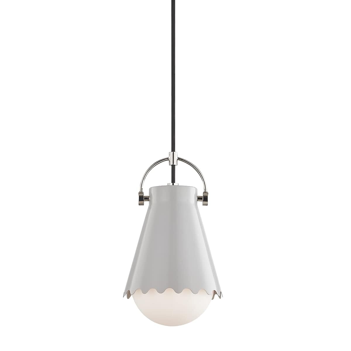 Mitzi Lauryn 13" Mini Pendant in Polished Nickel and Gray