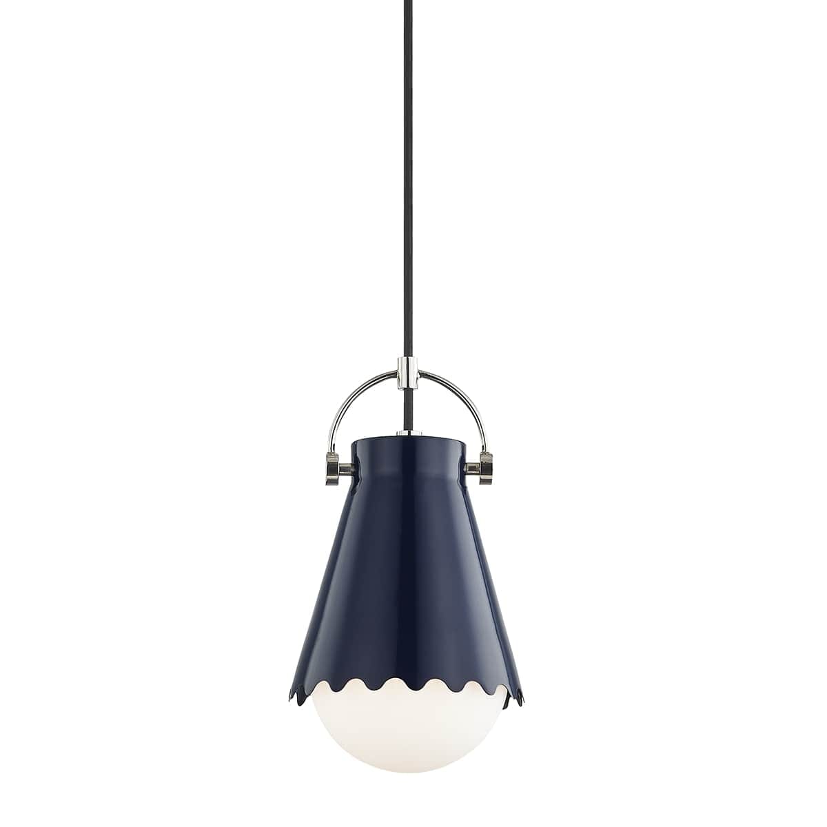 Mitzi Lauryn 13" Mini Pendant in Polished Nickel and Navy