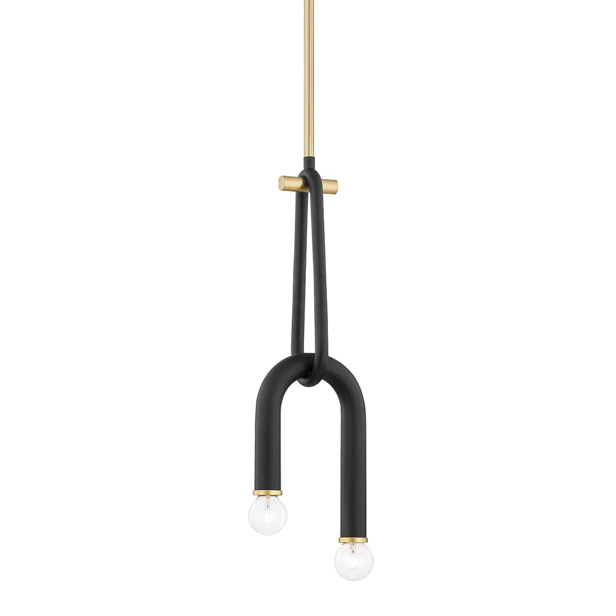 Mitzi Wilt 2-Light Pendant Light in Aged Brass and Black