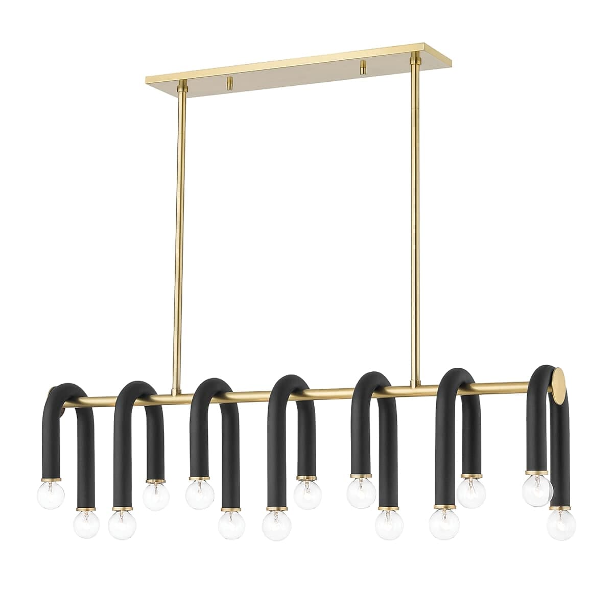 Mitzi Wilt 14-Light Kitchen Island Light in Aged Brass and Black