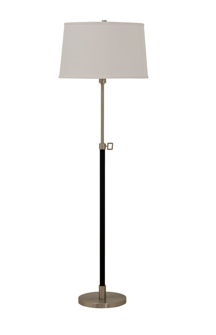 House of Troy Hardwick 60" Adj Floor Lamp in Satin Nickel/Black Leather