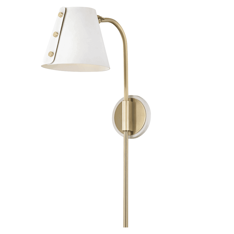 Mitzi Meta 22" Wall Sconce in Aged Brass and White