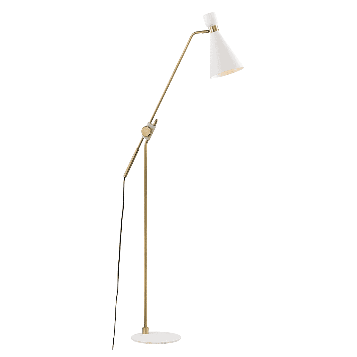 Mitzi Willa Floor Lamp in Aged Brass and White