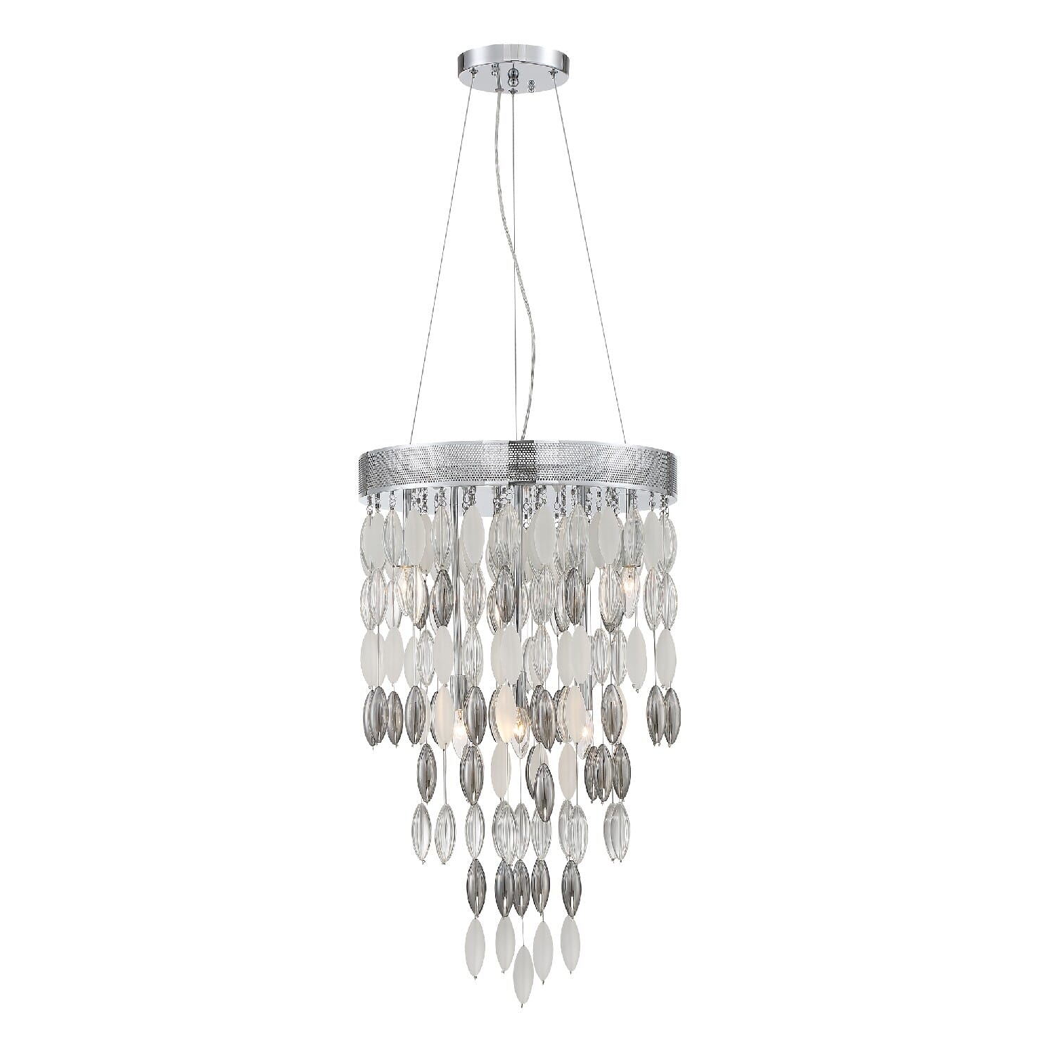 Crystorama Hudson 6-Light 29" Chandelier in Polished Chrome with Frosted, Silver & Clear Glass Beads Crystals