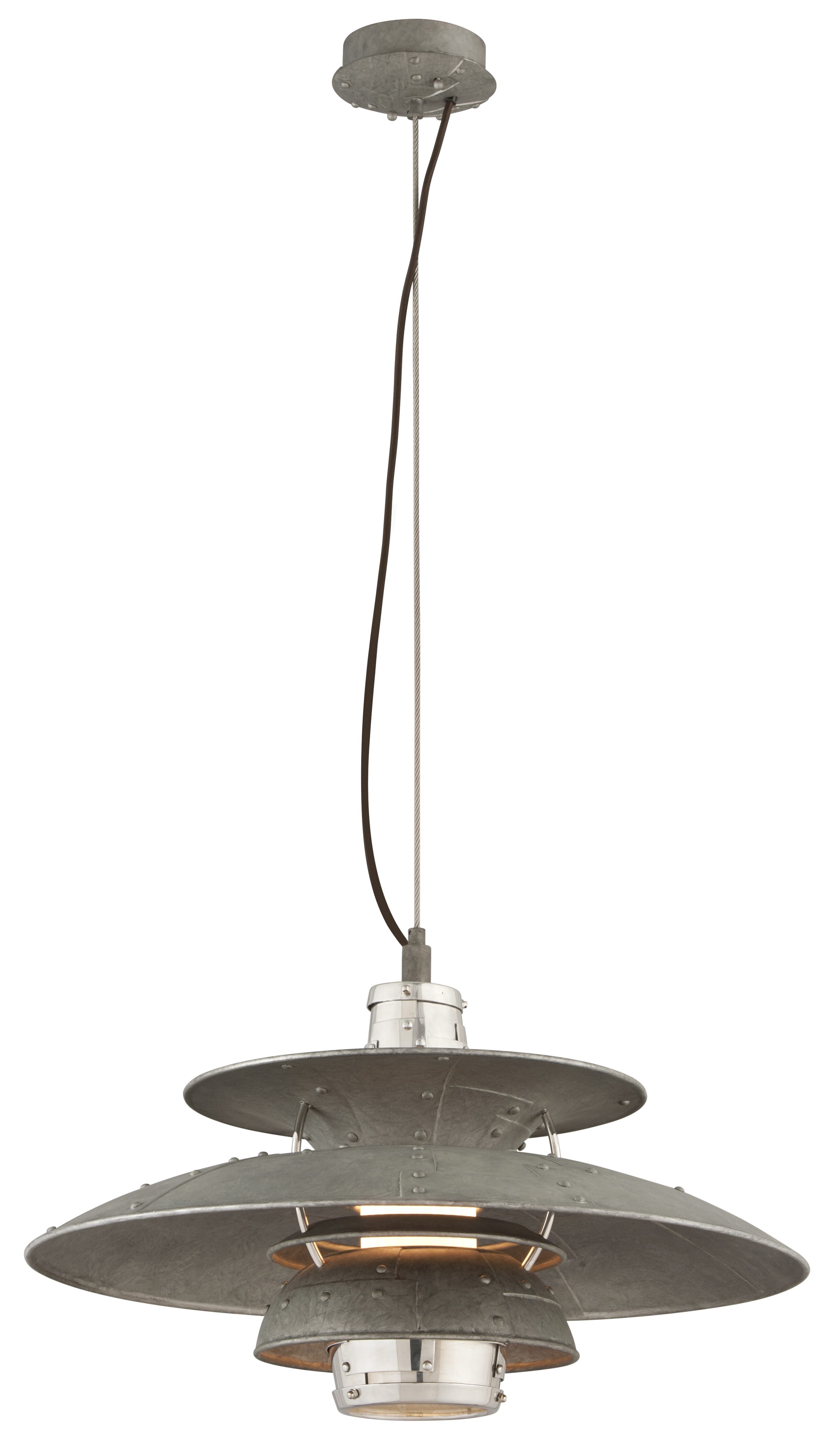 Troy Idlewild 16" Pendant Light in Aviation Gray Vintage Aluminum