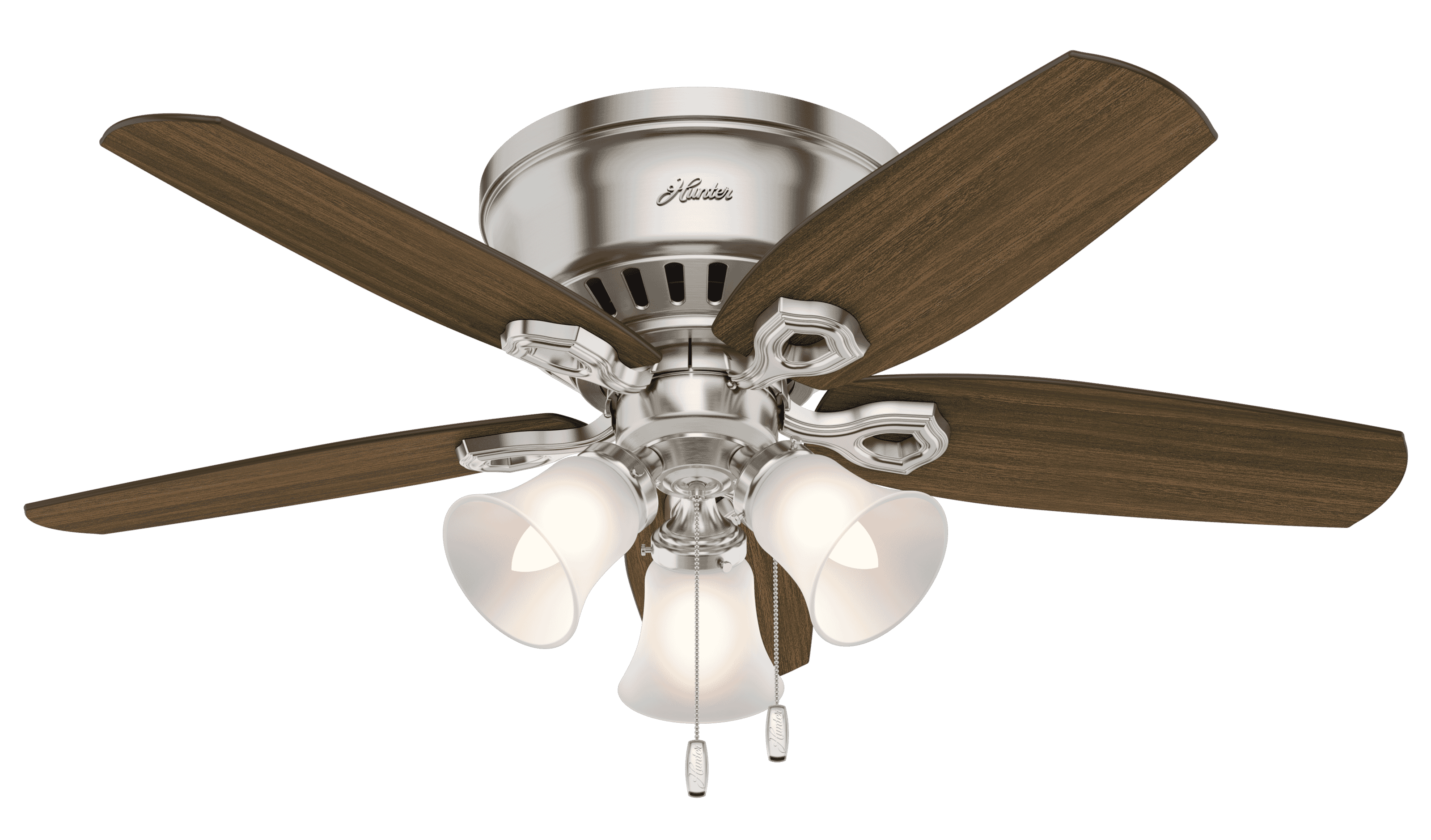 Hunter Builder 3-Light 42" Indoor Flush Mount Ceiling Fan in Brushed Nickel