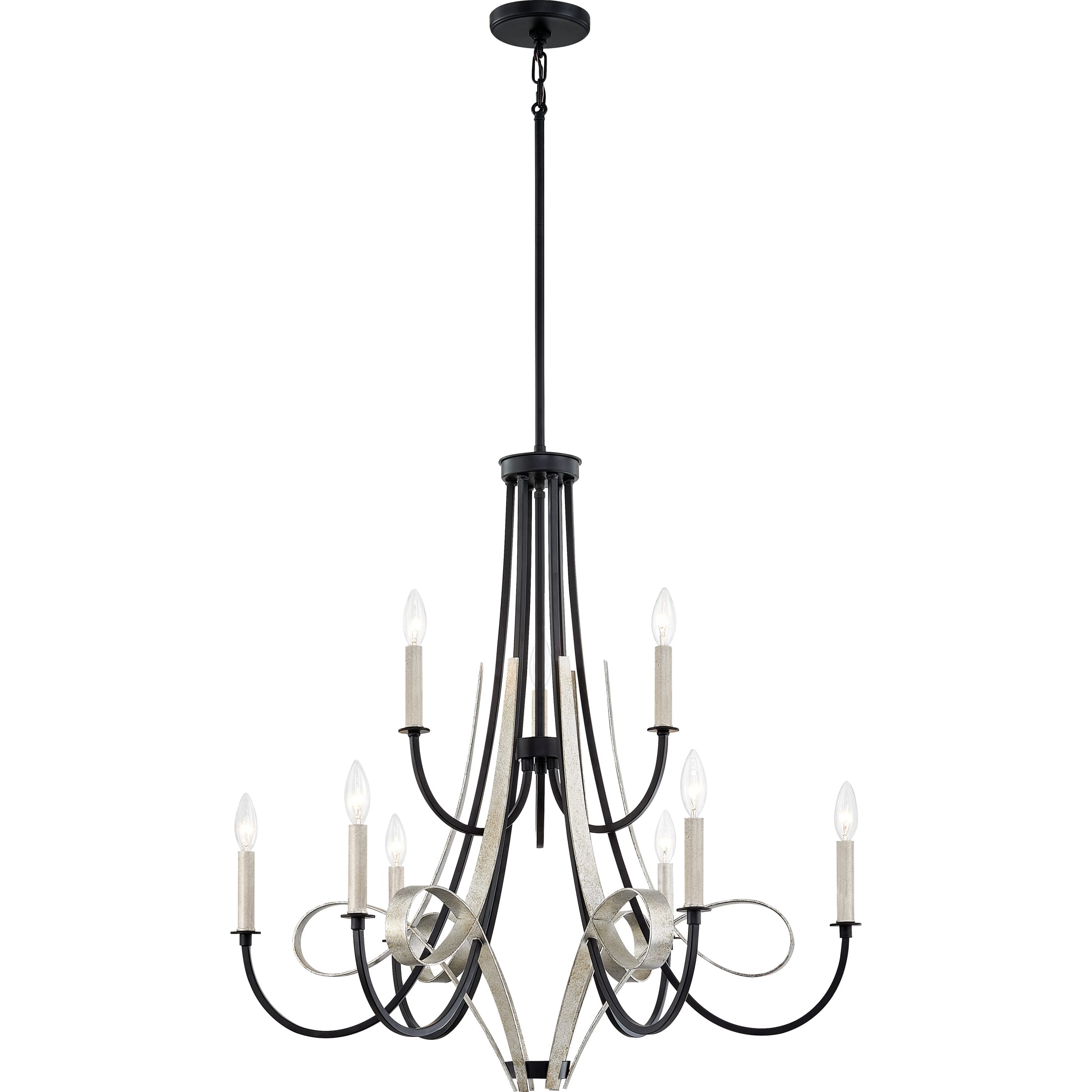 Quoizel Jada 9-Light 33" Transitional Chandelier in Matte Black