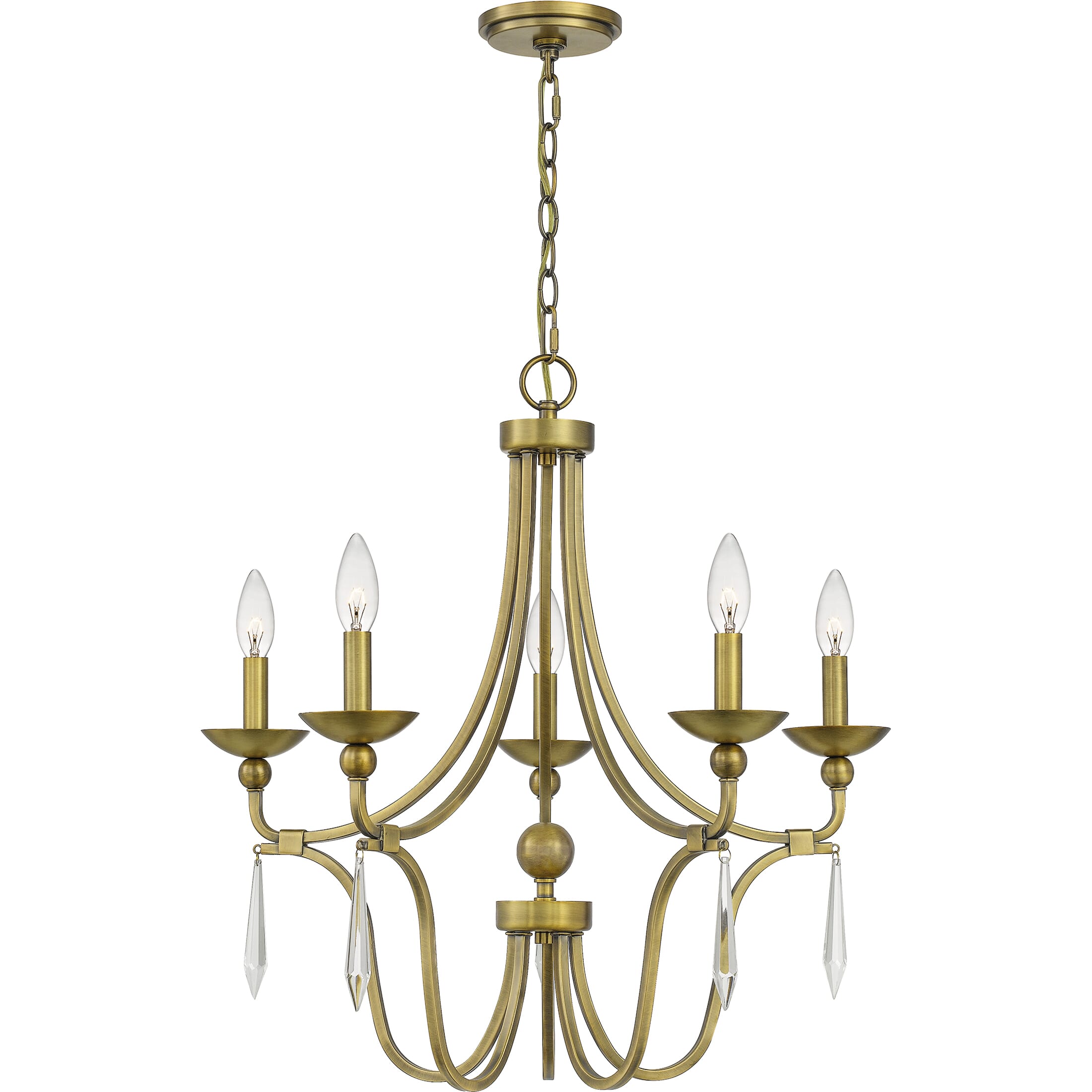 Quoizel Joules 5-Light 24" Traditional Chandelier in Aged Brass