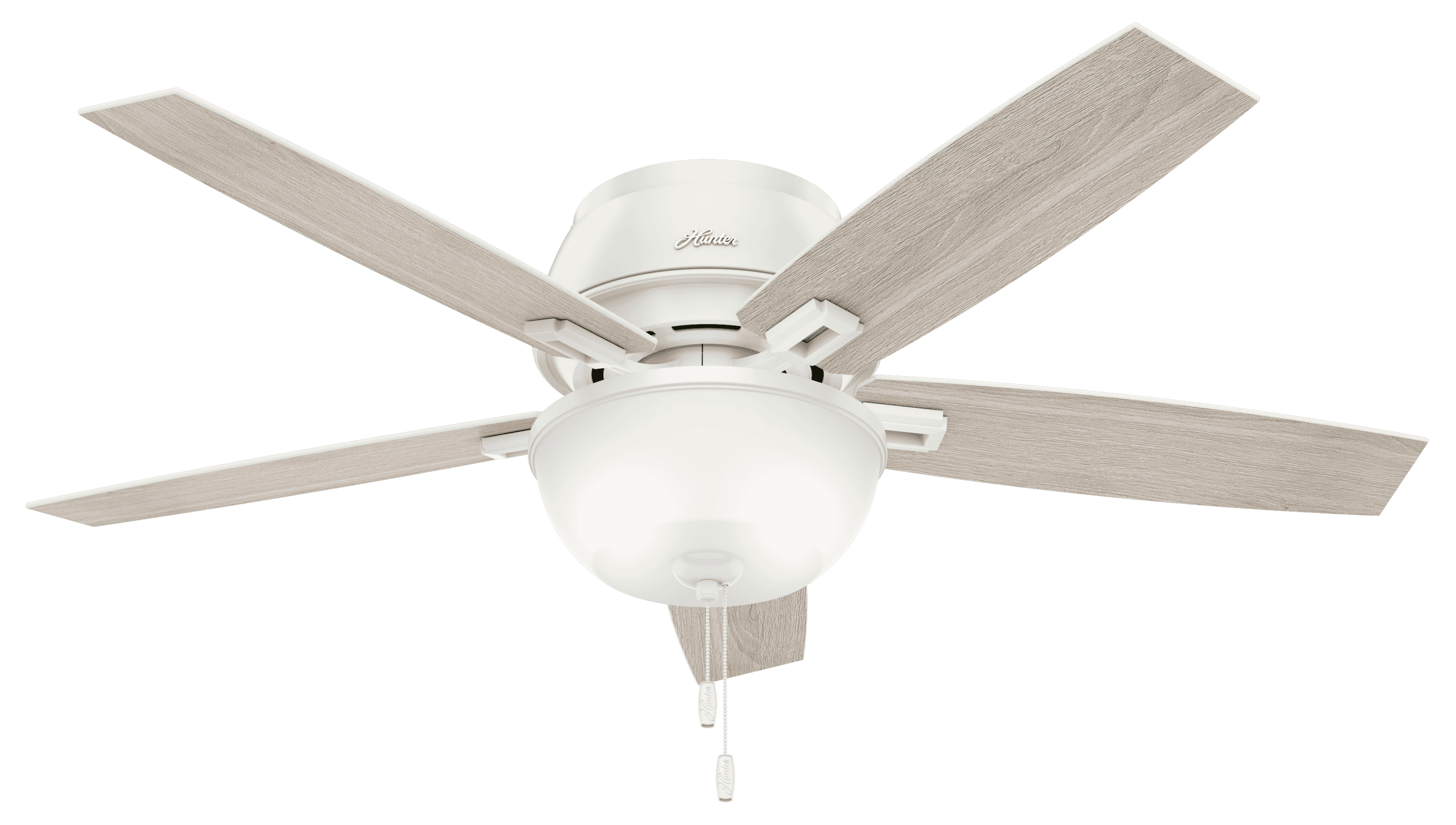 Hunter Donegan 2-Light 52" Indoor Flush Mount Ceiling Fan in Fresh White