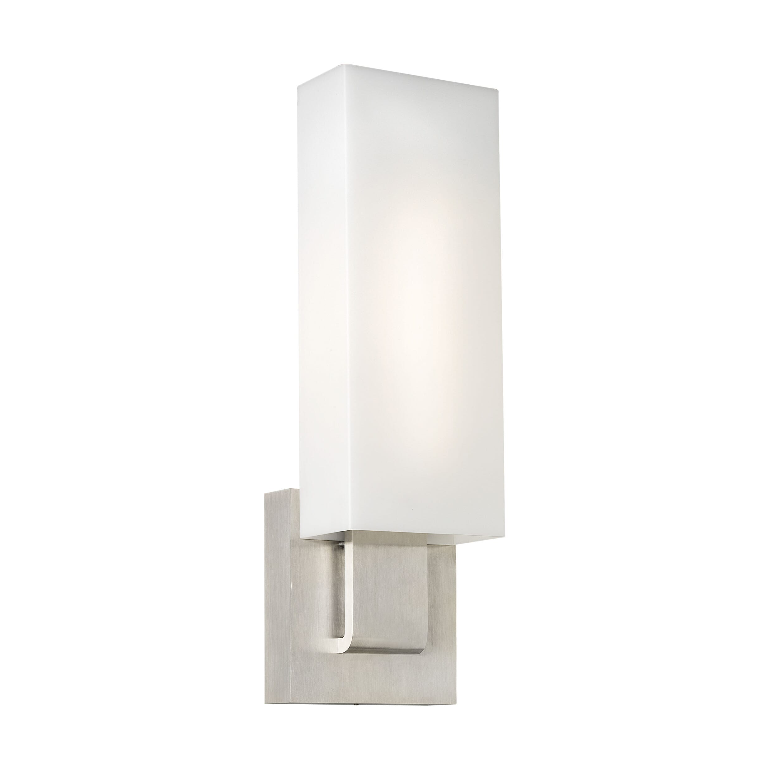 Tech Kisdon 2-Light 16" Wall Sconce in Satin Nickel and White Glass