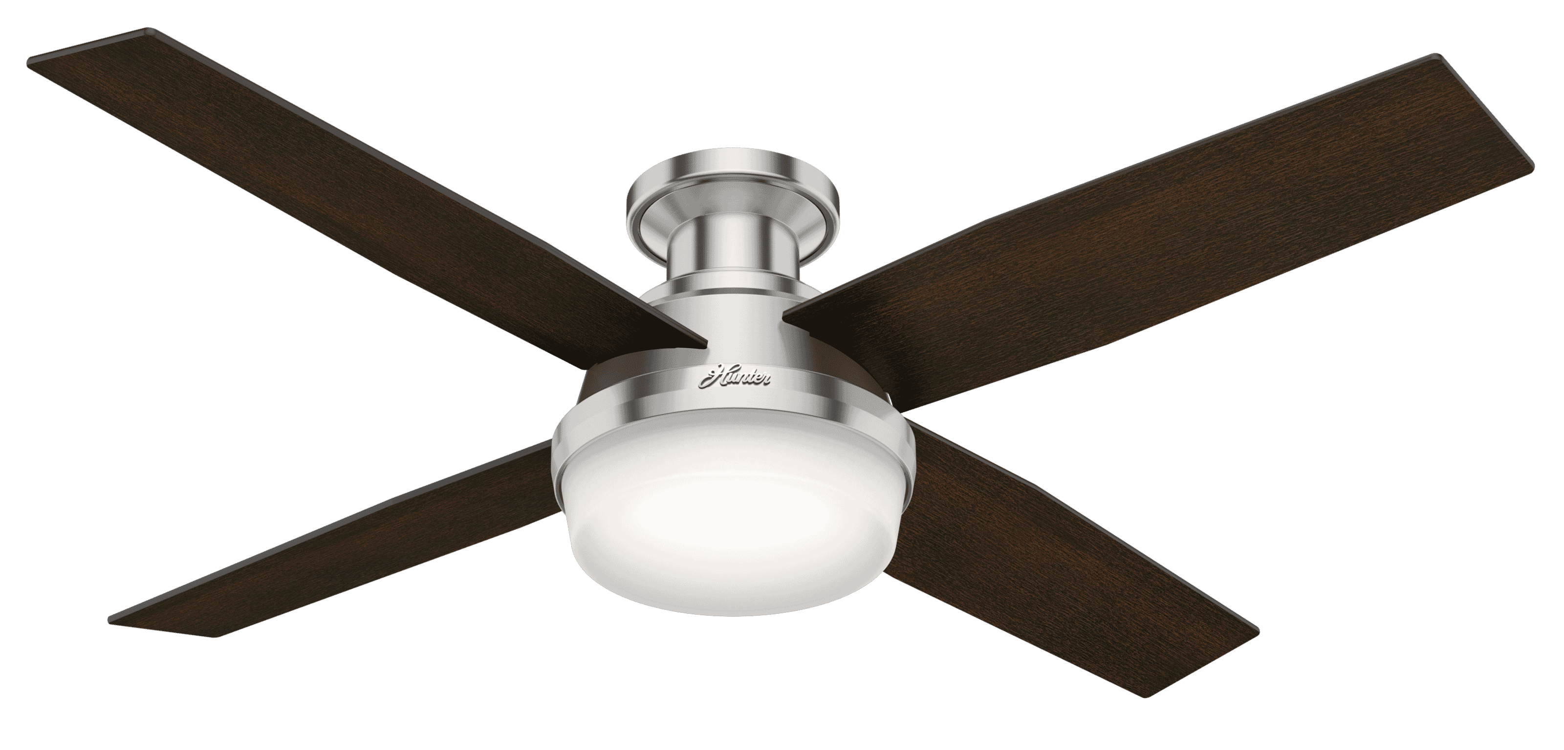 Hunter Dempsey 2-Light 52" Indoor Flush Mount Ceiling Fan in Brushed Nickel