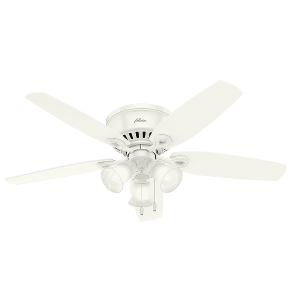 Hunter Builder 3-Light 52" Indoor Flush Mount Ceiling Fan in Snow White