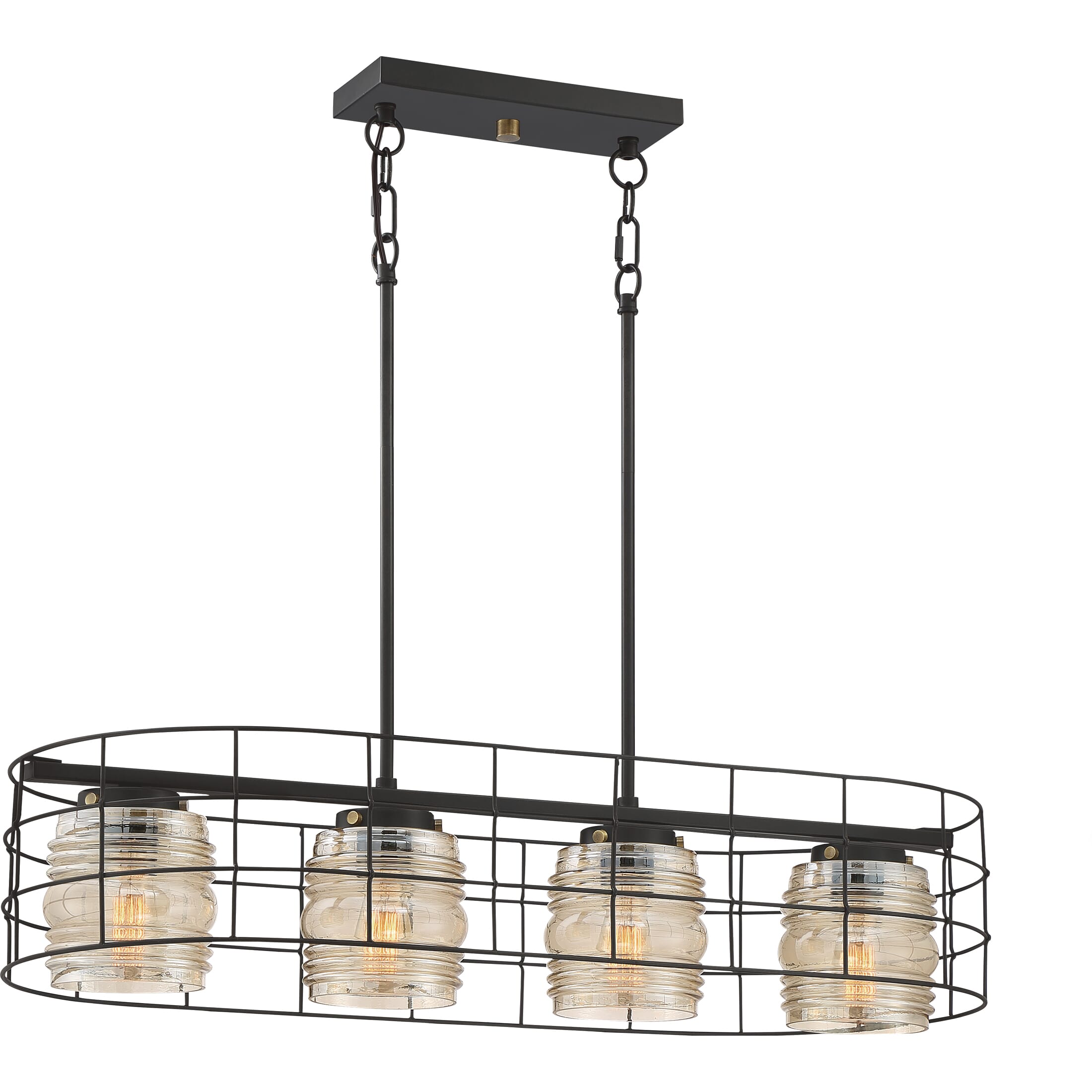 Quoizel Landings 4-Light 37" Kitchen Island Light in Mottled Cocoa