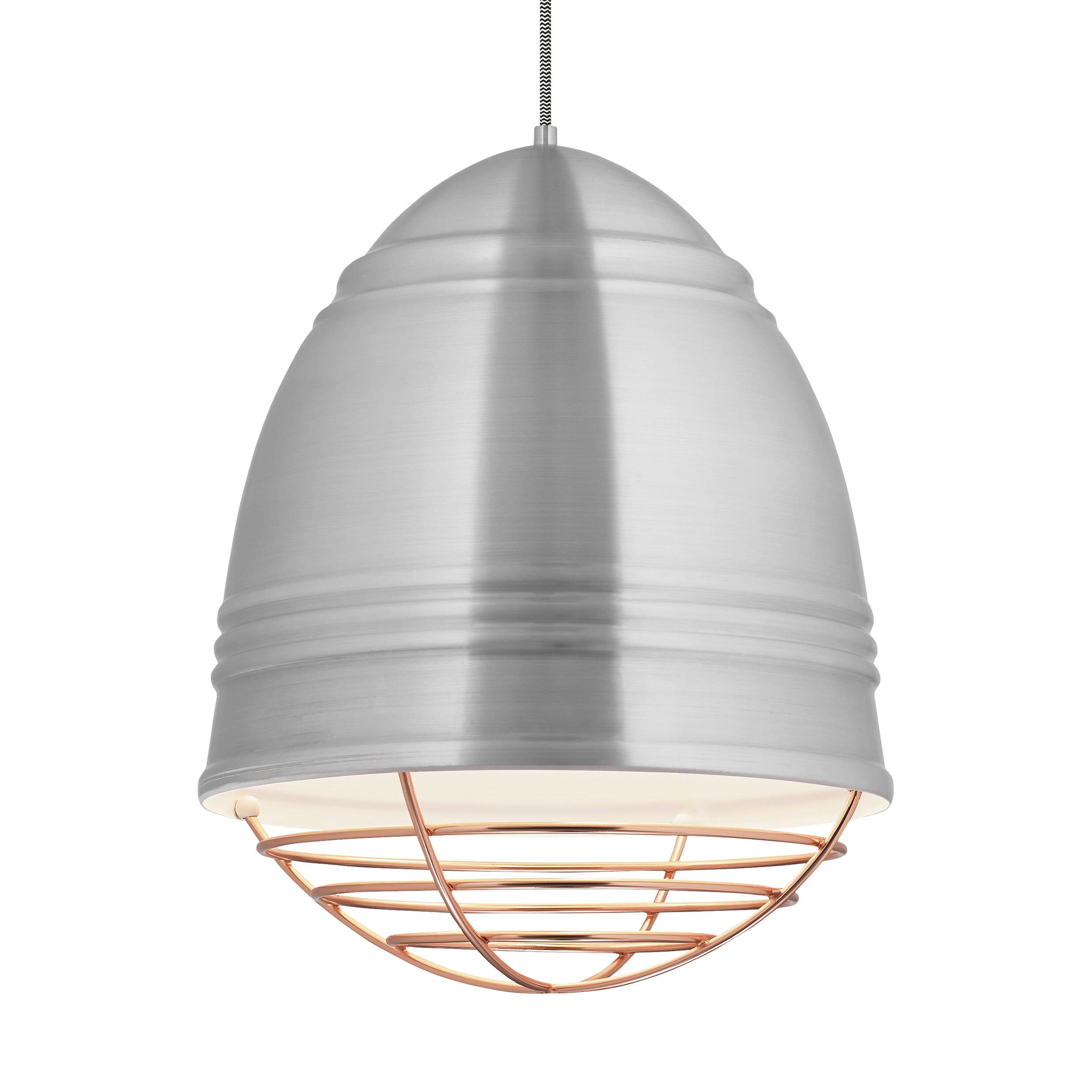 Tech Loft 3-Light 2700K LED 22" Pendant Light in Brushed Aluminum with White Interior